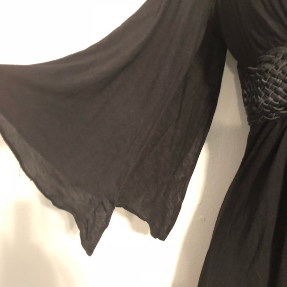 SKY Low Cut Flutter Sleeve Leather Belt Detail Top - Picture 5 of 7